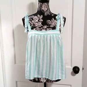 🆕️ 🌴Stoney Clover x Target🌴 - Green/White Stripe Linen Blend Tie Shoulder Top